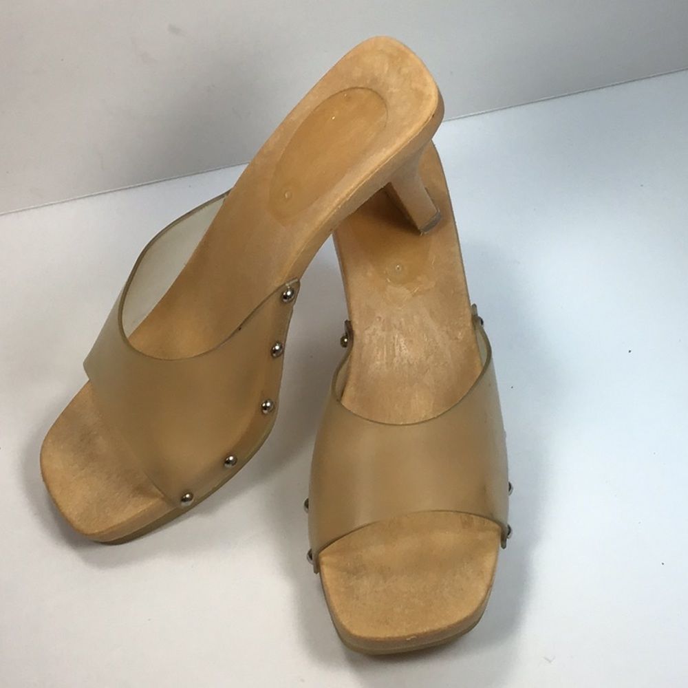 Volatile Vintage Sandal Heel Slip On Clear Open Toe Shoe Size 9